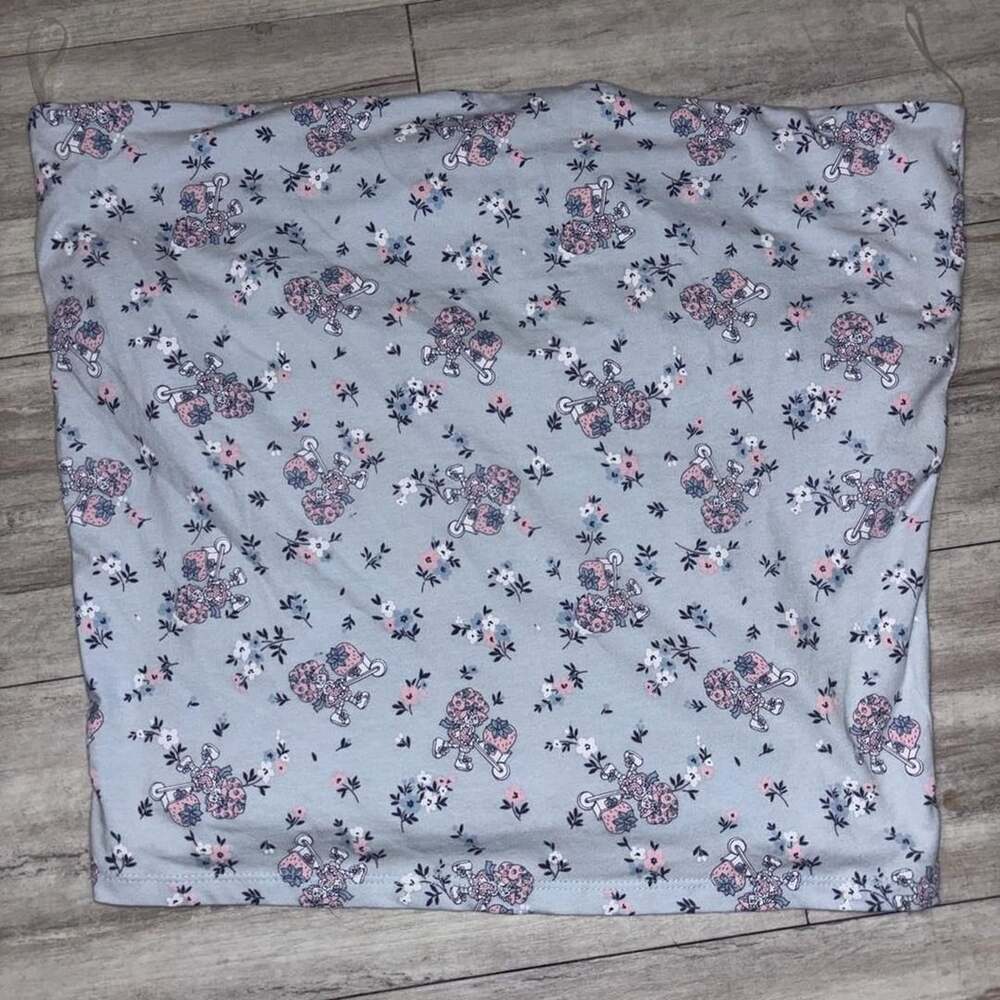 Strawberry Shortcake Floral Tube Top Size XL Blue Cotton